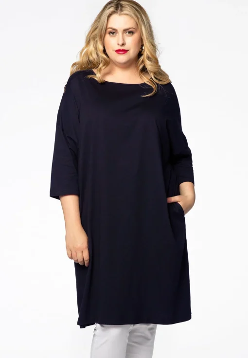 Midi jurk zakken COTTON